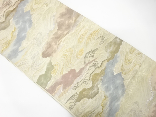 JAPANESE KIMONO / ANTIQUE FUKURO OBI / SILK / WOVEN MIST